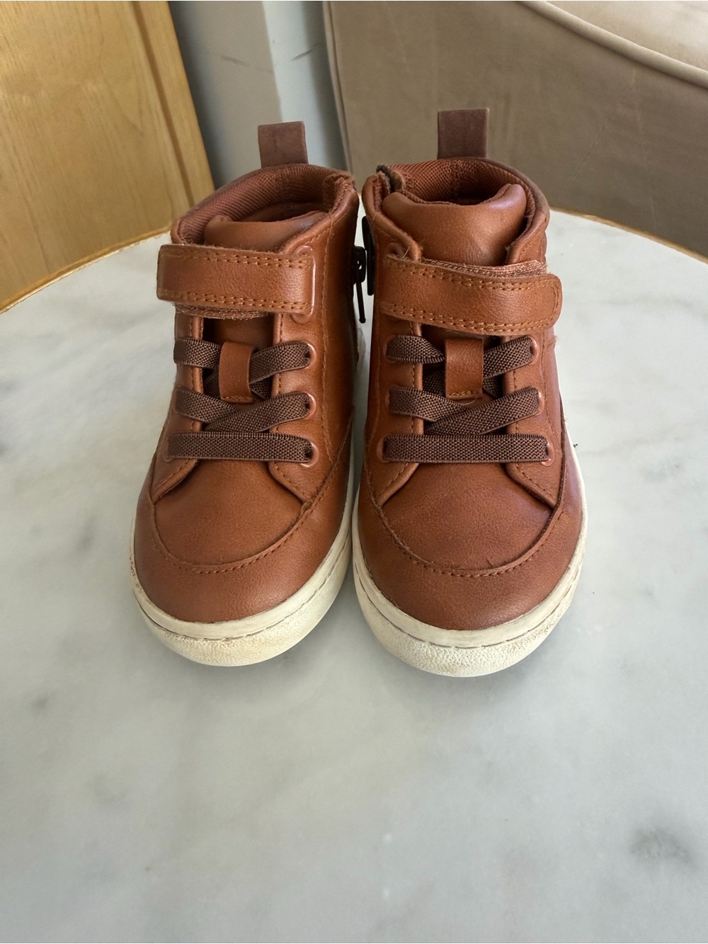 Cat & Jack Brown High-Top Kids Boots with White Sole